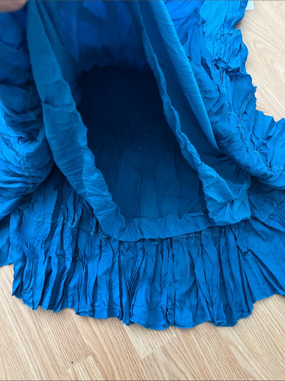 Tantrums Teal-Blue Tiered Crinkle Maxi Skirt-NWT - Picture 9 of 10